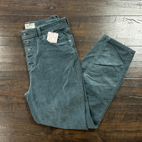 Free People Sun Chaser Corduroy Skinny‎ Morning Waves Pant Size 30 Women - Picture 3 of 12